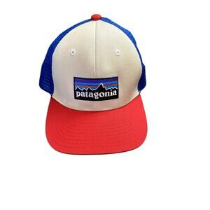 Patagonia White Blue Red Logo Baseball Cap – Adjustable Trucker Hat Outdoor Gear